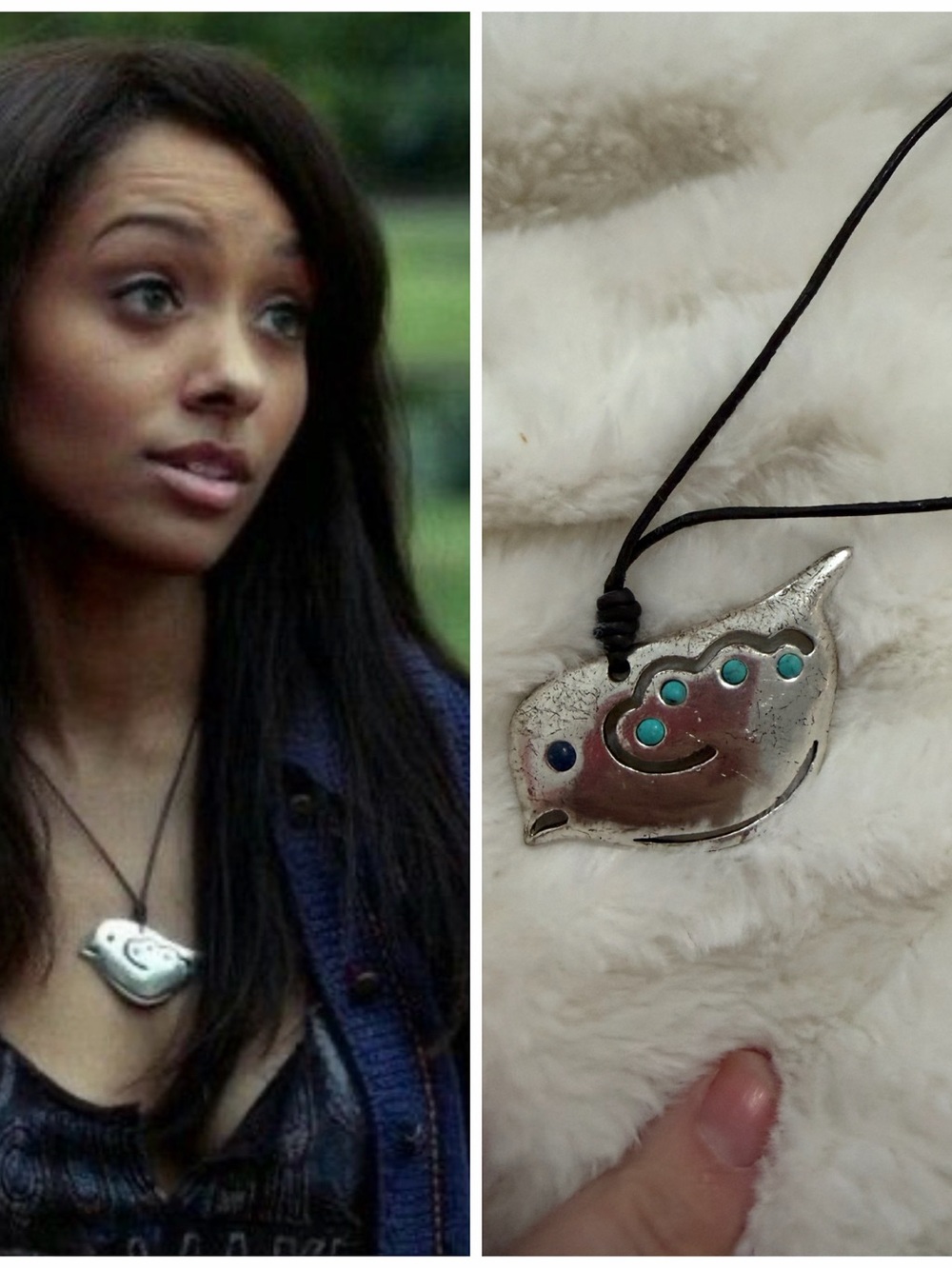 Silver Bird Pendant Necklace with Turquoise Accents - ASO Bonnie Bennett